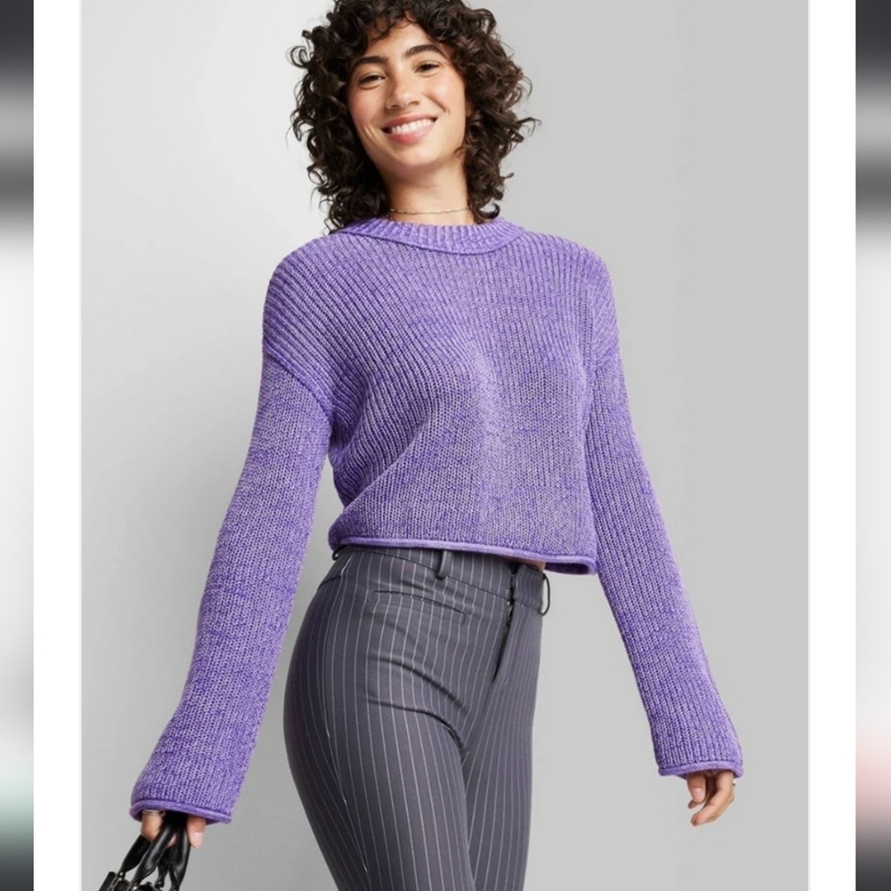 Wild Fable Women's Size XXS Purple Cropped Sweater